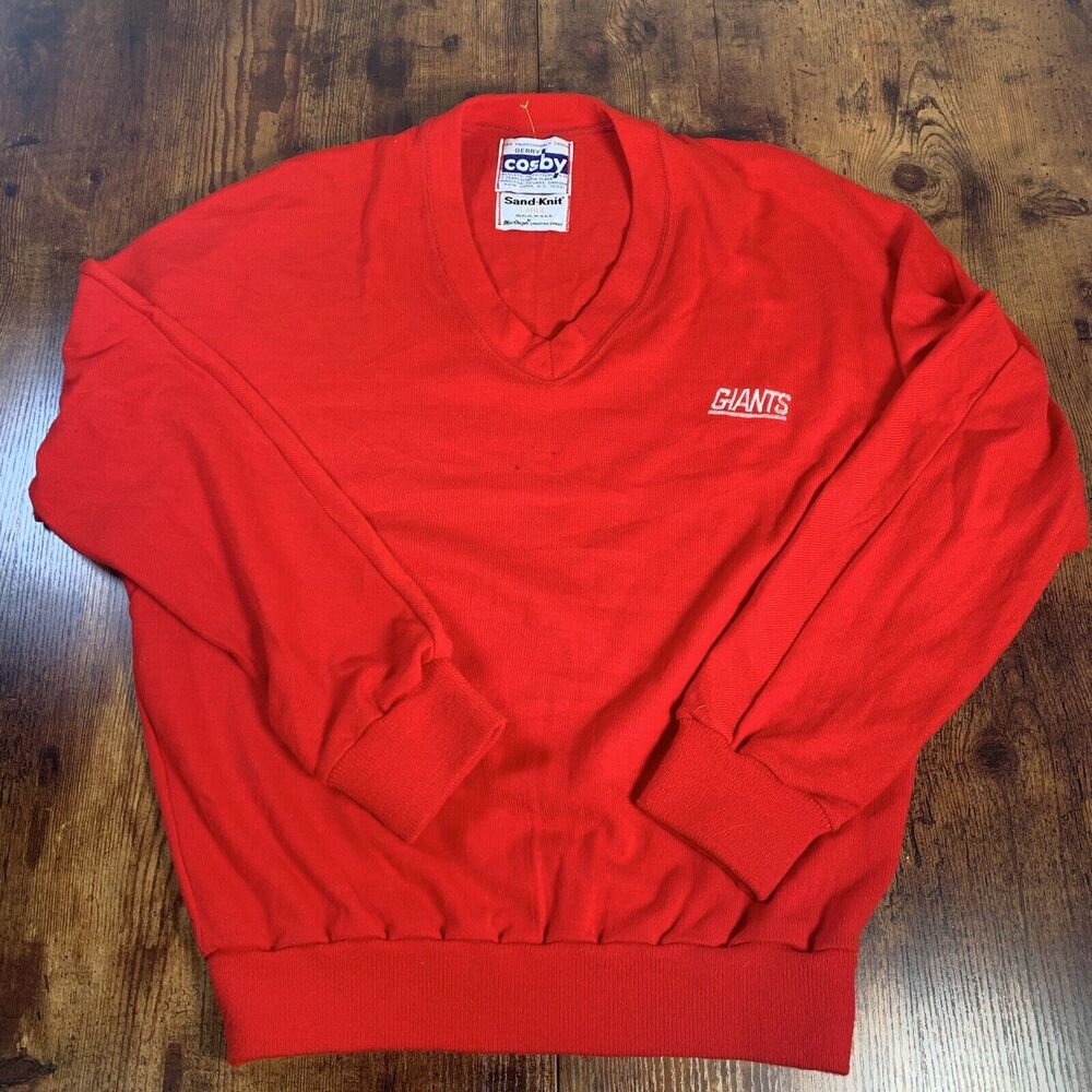 VTG Gerry Cosby USA Sand Knit Football Rare New York Giants Sweater‎ Sz Large